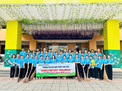 Trường Tiểu học Định Phước đã tiếp tục ra quân thực hiện "Ngày thứ bảy văn minh" với chủ điểm "Chào mừng năm mới 2025"